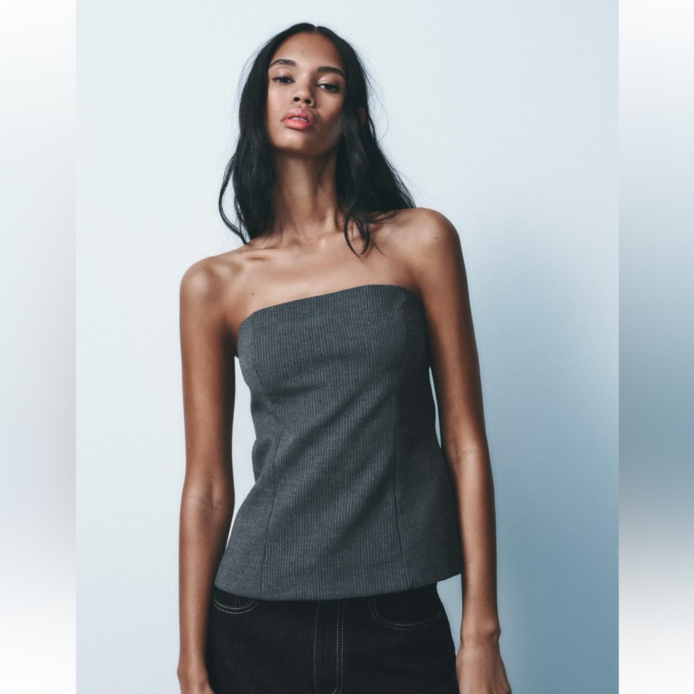 NWT Zara dark grey strapless top